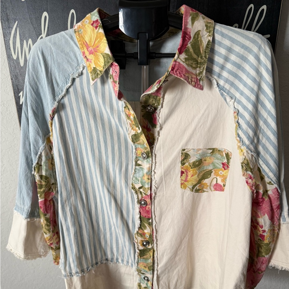 Pol Mixed Pattern Button Down Nwot - image 2